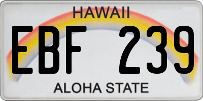 HI license plate EBF239