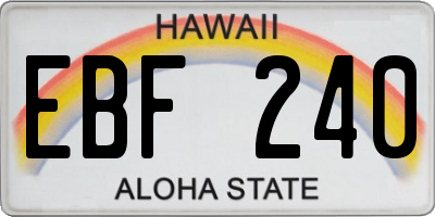 HI license plate EBF240
