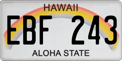 HI license plate EBF243