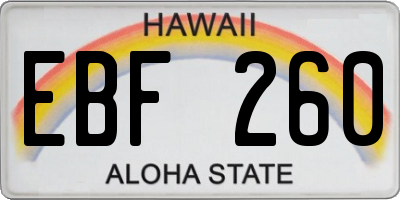 HI license plate EBF260