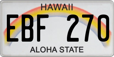 HI license plate EBF270