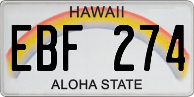 HI license plate EBF274