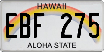 HI license plate EBF275