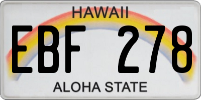 HI license plate EBF278
