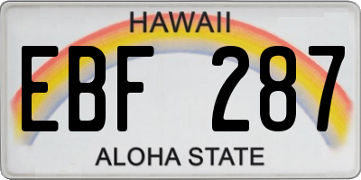 HI license plate EBF287