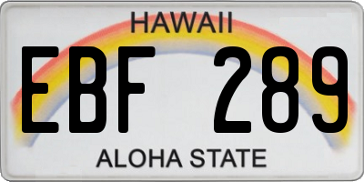 HI license plate EBF289