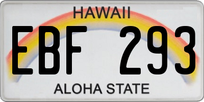 HI license plate EBF293