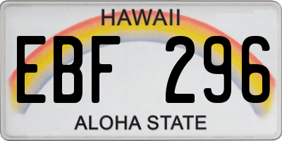HI license plate EBF296