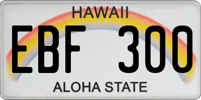 HI license plate EBF300