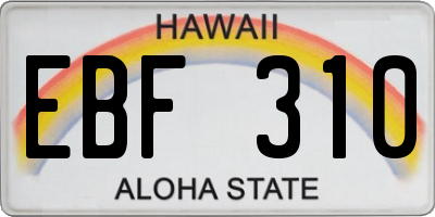 HI license plate EBF310