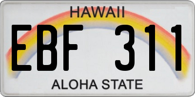 HI license plate EBF311