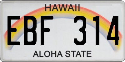 HI license plate EBF314
