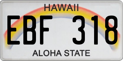 HI license plate EBF318