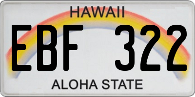 HI license plate EBF322