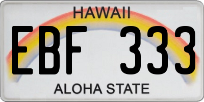 HI license plate EBF333