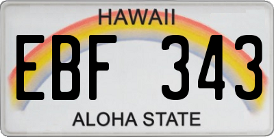 HI license plate EBF343