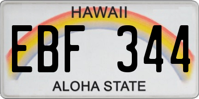 HI license plate EBF344