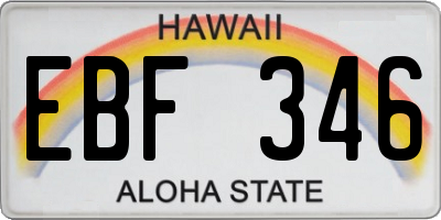 HI license plate EBF346