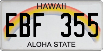 HI license plate EBF355