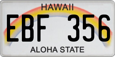 HI license plate EBF356