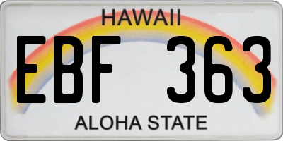 HI license plate EBF363