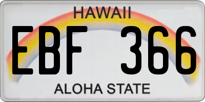 HI license plate EBF366