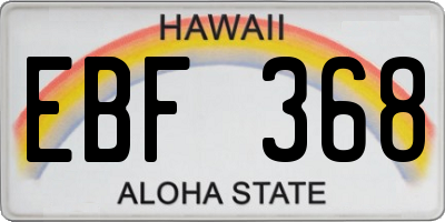 HI license plate EBF368
