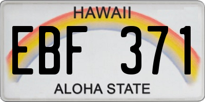 HI license plate EBF371