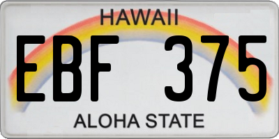 HI license plate EBF375