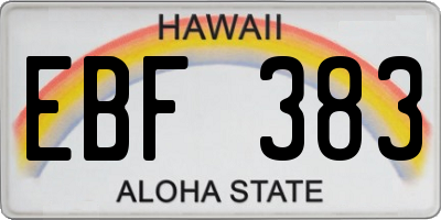 HI license plate EBF383