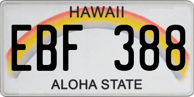 HI license plate EBF388