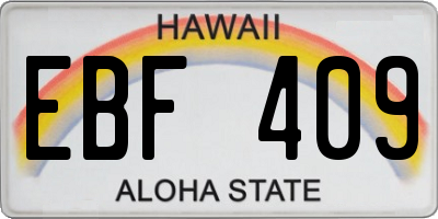 HI license plate EBF409
