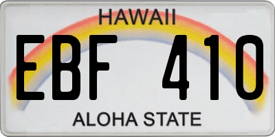 HI license plate EBF410