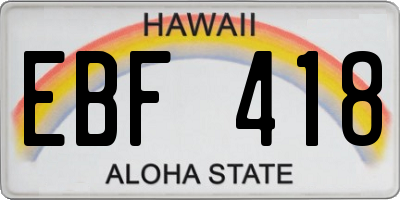 HI license plate EBF418
