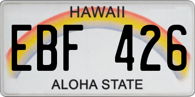 HI license plate EBF426