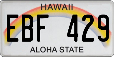 HI license plate EBF429