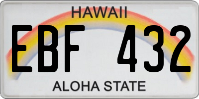 HI license plate EBF432