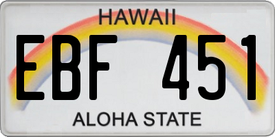 HI license plate EBF451