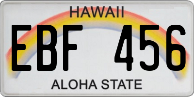 HI license plate EBF456
