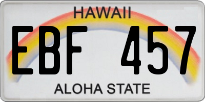 HI license plate EBF457