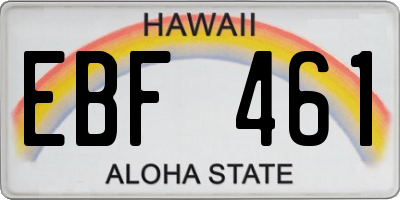 HI license plate EBF461