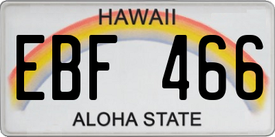 HI license plate EBF466