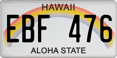 HI license plate EBF476