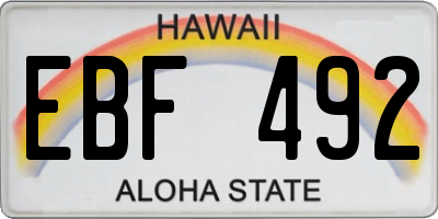 HI license plate EBF492