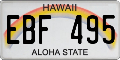 HI license plate EBF495