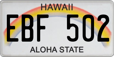 HI license plate EBF502