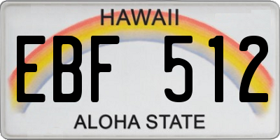 HI license plate EBF512