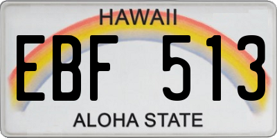 HI license plate EBF513