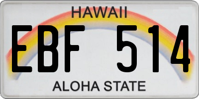 HI license plate EBF514