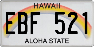 HI license plate EBF521